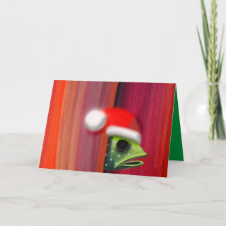 Peeking fish with Santa hat Holiday Card