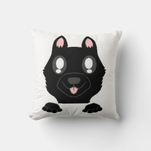 peeking german shepherd black cushion