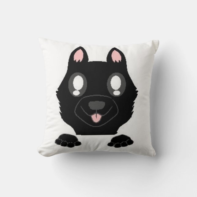 peeking german shepherd black cushion (Front)