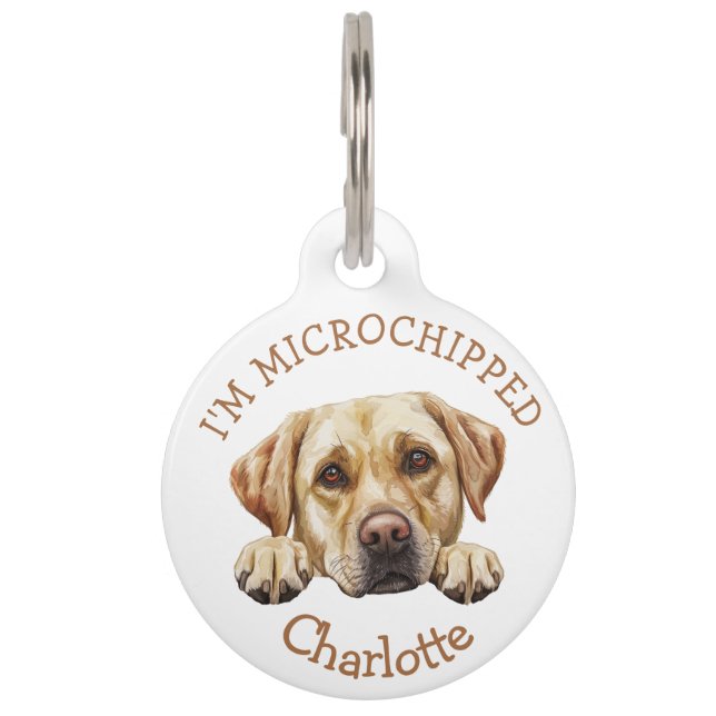 Peeking Golden Labrador Puppy Personalised Pet Tag (Front)