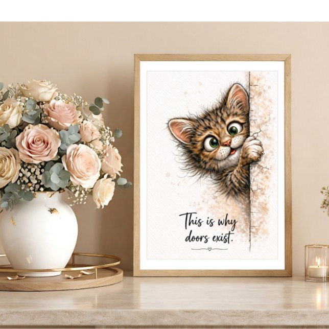 Peeking Kitty Wall Art Funny Bathroom Cat Print (Creator Uploaded)