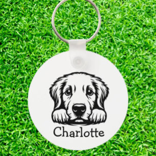 Peeking Labrador Puppy Personalised Key Ring