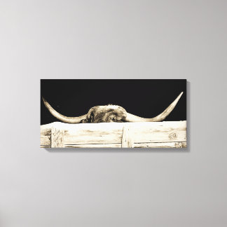 Peeking longhorn canvas print
