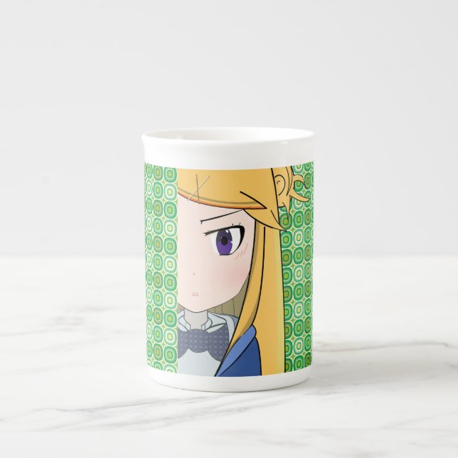 Peeking Manga Girl Fine Porcelain Mug (Front)