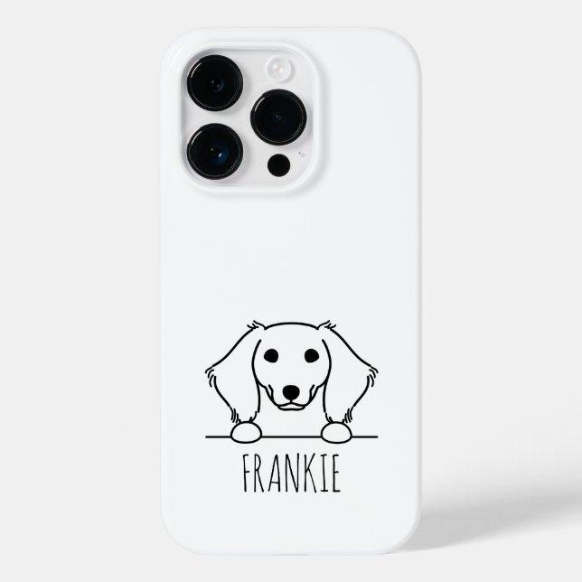 Peeking Miniature Dachshund Custom Name Phone Case (Back)