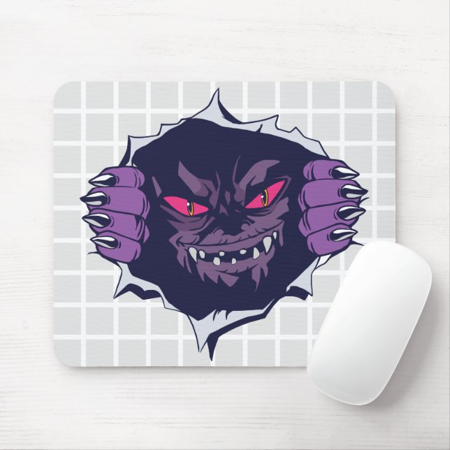 Peeking Monster Grid Mouse Pad (With Mouse)