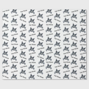 Peeking Nebelung Repeating Pattern Cat Mum Wrapping Paper