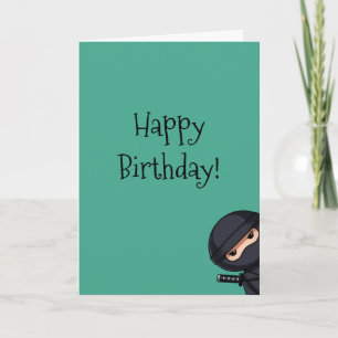 Peeking Ninja on Green Birthday Card