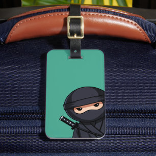 Peeking Ninja Warrior on Green Luggage Tag