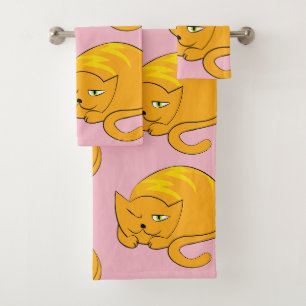 Peeking Orange Cat Bath Towel Set