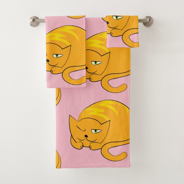 Peeking Orange Cat Bath Towel Set (Insitu)