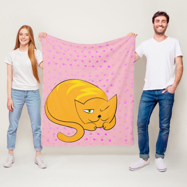 Peeking Orange Cat Fleece Blanket (In Situ)