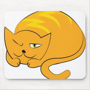 Peeking Orange Cat Mouse Mat