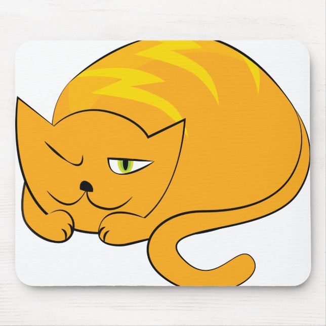 Peeking Orange Cat Mouse Mat (Front)