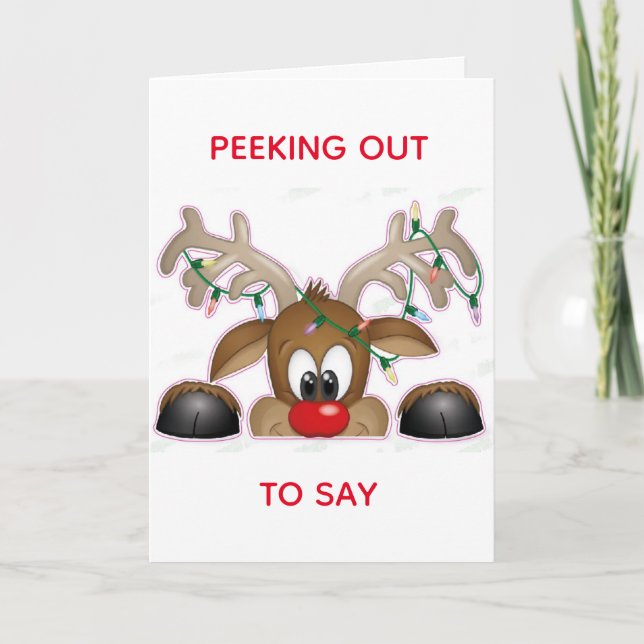 PEEKING OUT TO SAY *HAVE A MERRY CHRISTMAS* HOLIDAY CARD (Front)