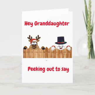 PEEKING OUT TO SAY *MERRY CHRISTMAS* GRANDDAUGHTER HOLIDAY CARD