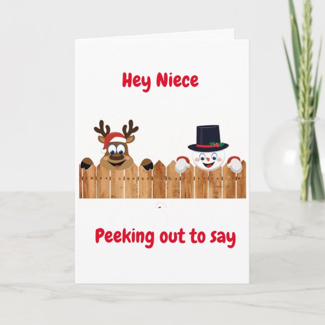 PEEKING OUT TO SAY *MERRY CHRISTMAS* NIECE HOLIDAY CARD (Front)
