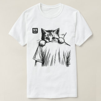 Peeking Pawfect: Sneaky Cat Sketch Tee