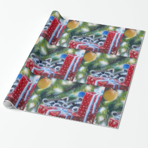 Peeking Raccoons Christmas Presents  Wrapping Paper