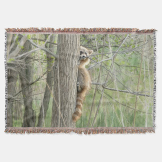 Peeking Racoon Watercolor Artwork – Woodland Fore Throw Blanket