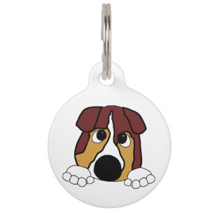 peeking red tri aussie pet tag