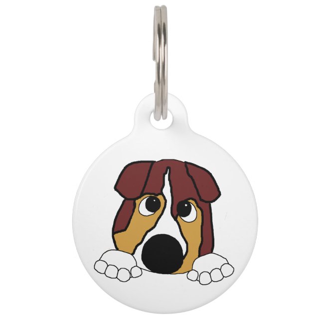 peeking red tri aussie pet tag (Front)