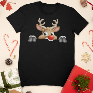 Peeking Reindeer Christmas T-Shirt