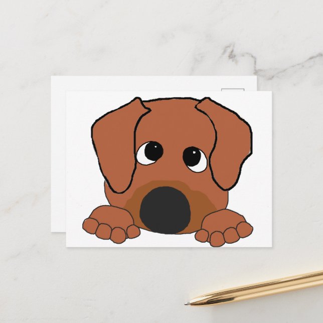 peeking rhodesian ridgeback red wheaten brown nose postcard (Front/Back In Situ)