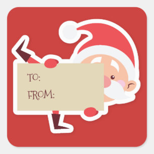 Peeking Santa christmas Gift Sticker