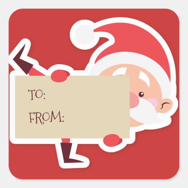 Peeking Santa christmas Gift Sticker (Front)