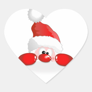 Peeking Santa Claus Heart Sticker