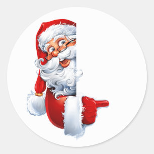Peeking Santa – Festive Christmas Clipart for Card Classic Round Sticker