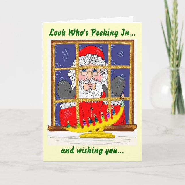 Peeking Santa Holiday Card (Front)