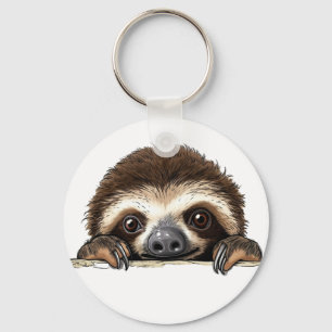 Peeking Sloth Key Ring