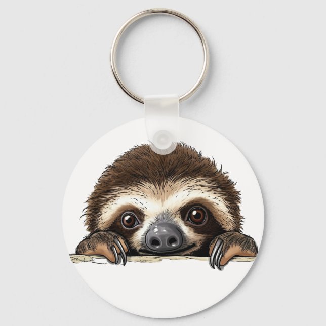 Peeking Sloth Key Ring (Front)