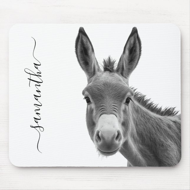 Peeking Sneaky Donkey Cute Personalised   Mouse Mat (Front)