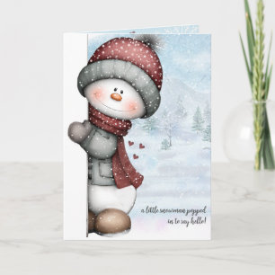 Peeking Snowman Thinking of You Winter Hugs Card