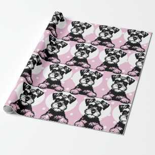 Peeking Terrier Pink Theme Wrapping Paper