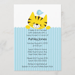 Peeking Tiger Neutral Baby Shower Invitation
