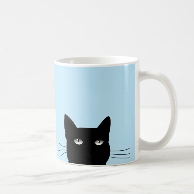 PEEKING UP BLACK CAT COFFEE MUG (Right)