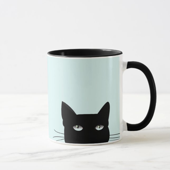 PEEKING UP BLACK CAT COFFEE MUG (Right)