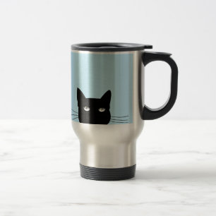 PEEKING UP BLACK CAT COFFEE TRAVEL MUG