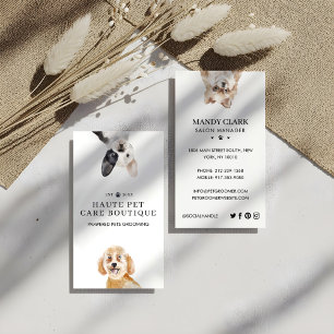 Peeking Watercolor Dogs Pet Care Grooming & Salon Business Card