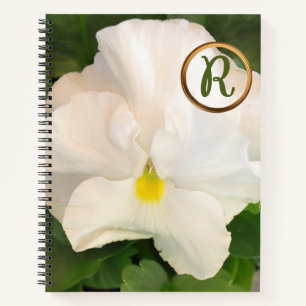 Peeking Yellow in White Floral Name   Notebook