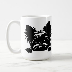 Peeking Yorkie Black and White Coffee Mug