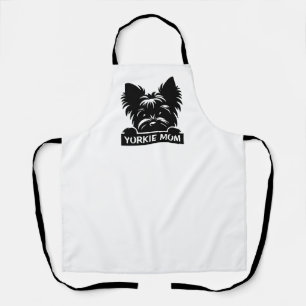 Peeking Yorkie Black Silhouette Yorkie Mom  Apron