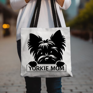 Peeking Yorkie Black Silhouette Yorkie Mum  Tote Bag