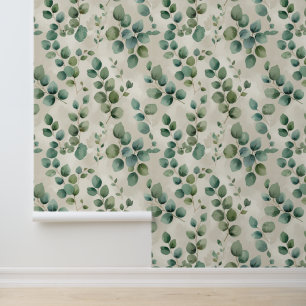 Peel and Stick Eucalyptus Leaves Botanical Wallpaper