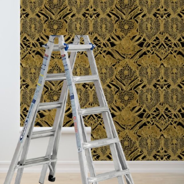 Peel and stick gold pattern on black background wallpaper (Creator Uploaded)