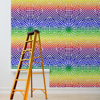 Peel and stick modern rainbow checks and circles